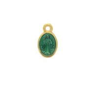 Dije/Medallón ovalado símbolos religiosos y resina epóxi 13x8mm Dorado/ Verde x1|raw }}