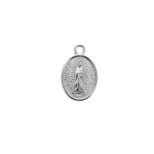 Dije medallón ovalado símbolos religiosos 17x11mm Chapado Plateado envejecido