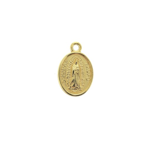 Colgante / dije medallón ovalado símbolos religiosos 17x11mm - Dorado con oro fino x1