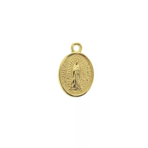 Colgante / dije medallón ovalado símbolos religiosos 17x11mm - Dorado con oro fino x1