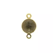 Entrepieza redondo de zamac & resina epóxi - Santo 16x9 mm - Dorado / Negro x1