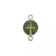 Entrepieza redondo de zamac & resina epóxi - Santo 16x9 mm Plateado envej./Amarillo x1