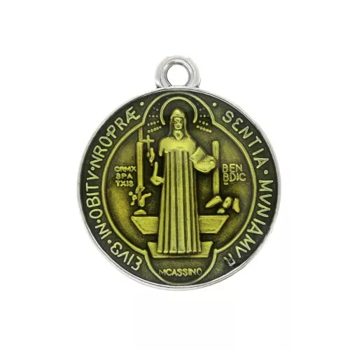 Medallón redondo de zamac/resina epóxi símbolos 23x20mm Plat envej/Amarillo x1