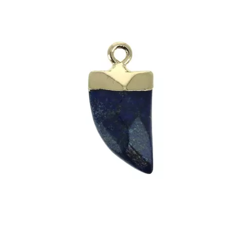 Mini colgante diente de tiburón imitación piedra gema 20 mm Lapis lazuli / Dorado