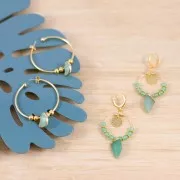 Mini colgante diente de tiburón imitación piedra gema 20 mm Lapis lazuli / Dorado