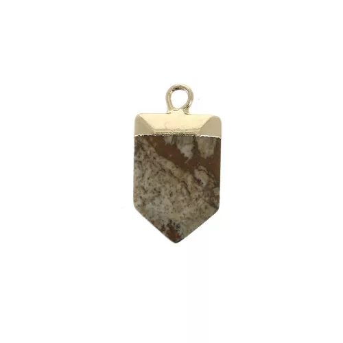 Mini colgante punta con piedra de imitación gema 18 mm Jaspe / Dorado x1