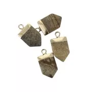 Mini colgante punta con piedra de imitación gema 18 mm Jaspe / Dorado x1
