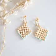 Entrepieza/Colgante rombo de cuentas de madera 34 mm para hacer joyas x1