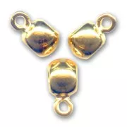 Bolas metal con enganche para dijes 10x8 mm dorado con oro fino x4