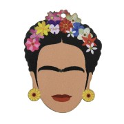 Colgante cabeza Mexicaine  de madera tintado 54x41 mm - Multicolor/Blanco x1|raw }}