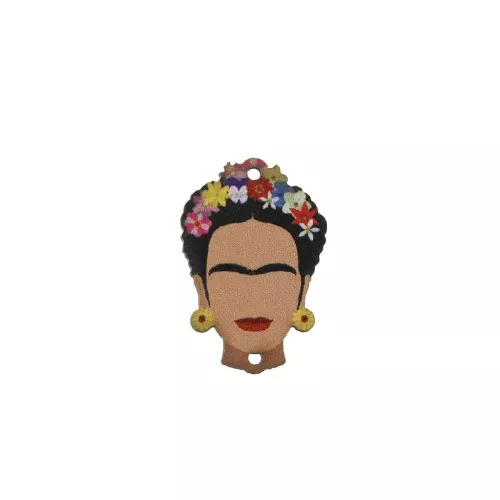 Entrepieza cabeza Mexicaine  28x19 mm 2 agujeros - Multicolor/Blanco x1