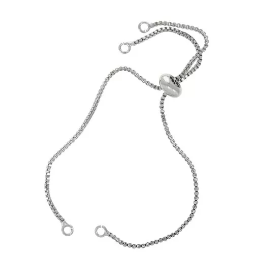 Pulsera ajustable para entrepieza - eslabón veneciana 21 cm - Rodiado x1