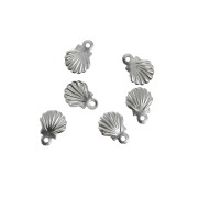 Mini colgantes de concha 7,5x6 mm - Acero inoxidable 316L x10