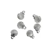 Mini colgantes de concha 7,5x6 mm - Acero inoxidable 316L x10