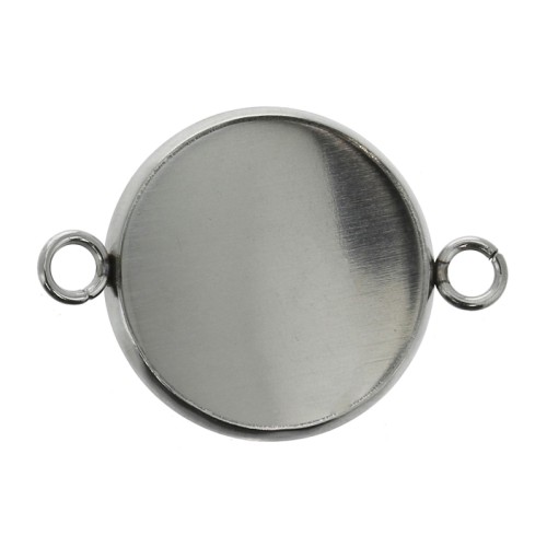 Engaste entrepieza anillas abiertas para cabuchón fondo plano 18 mm De Acero Inox x1