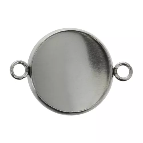 Engaste entrepieza anillas abiertas para cabuchón fondo plano 18 mm De Acero Inox x1
