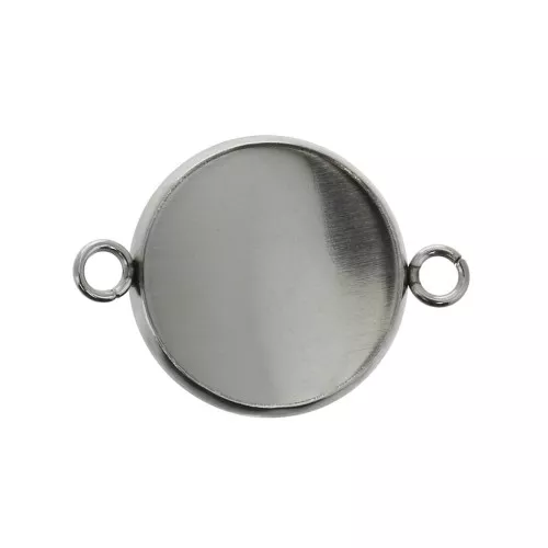 Engaste entrepieza anillas ouvert para cabuchón fondo plano 16 mm De Acero Inox x1