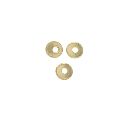 Discos planos perforados lisos estilo cuentas Heishi 3 mm Chapado Oro 3 micras x4