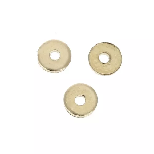 Discos planos agujeados lisos estilo cuentas Heishi 4 mm Gold filledx6