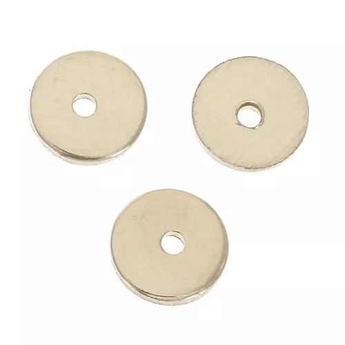Discos planos agujeados lisos estilo cuentas Heishi 6 mm Gold filled x4