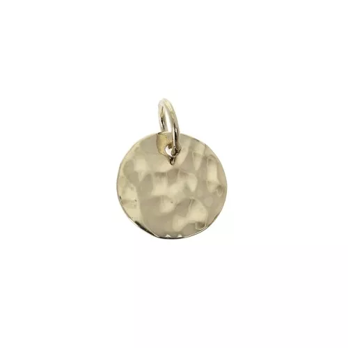 Dije redondo martillado 10 mm con anilla cerrada - Chapado de Oro 3 micras x1