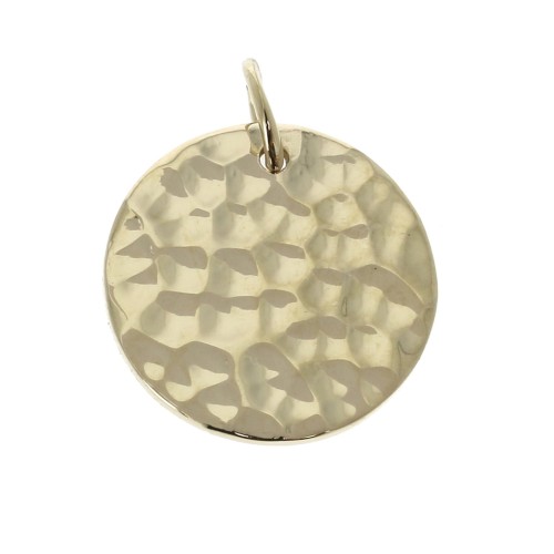 Dije redondo martillado 15 mm con anilla cerrada - Chapado de Oro 3 micras x1