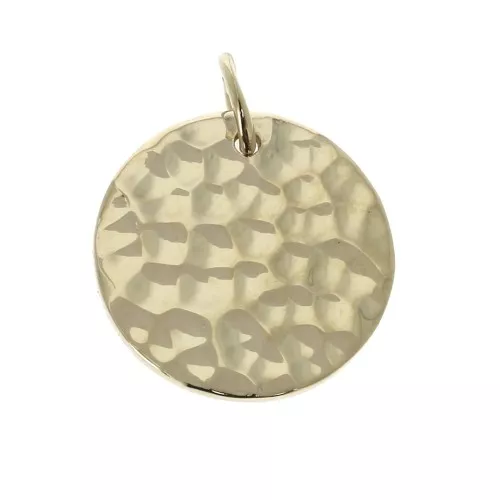Dije redondo martillado 15 mm con anilla cerrada - Chapado de Oro 3 micras x1