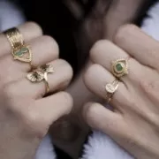 Anillo fino anilla martillada talla 58 Chapado de Oro 3 micras