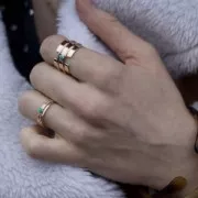 Anillo fino anilla martillada talla 52 Chapado de Oro 3 micras