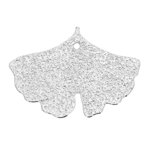 Dijes hojas de Ginko martillado 15x20mm para hacer joyas - Plateado x2