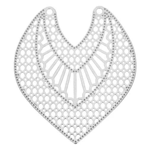 Colgante entrepieza calado 2 agujeros - forma corazón 34x29 mm - Plateado x1
