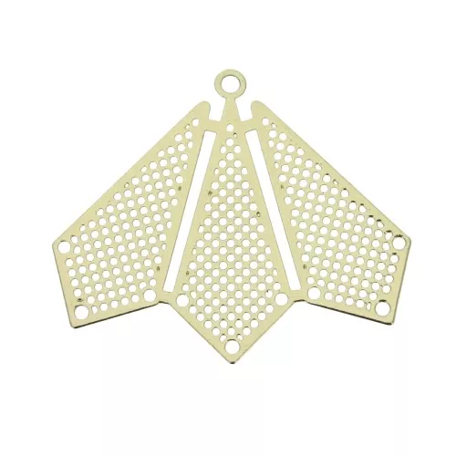 Colgante entrepieza calado multifilas - forma abanico 22x26 mm - Dorado x1