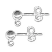 Pendientes con trasera bola 4 mm de Plata 925 x2
