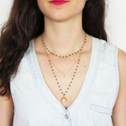 Cadena con cuentas facetadas de vidrio 2.95 mm Plateado/Rojo Coral x1m