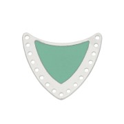 Entrepieza escudo multi-agujeros de latón & resina epoxi 25x27mm Plateado/Mint x1|raw }}