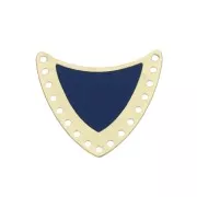 Entrepieza escudo multi-agujeros laiton& resina epoxi 25x27mm Dorado/Azul Noche x1