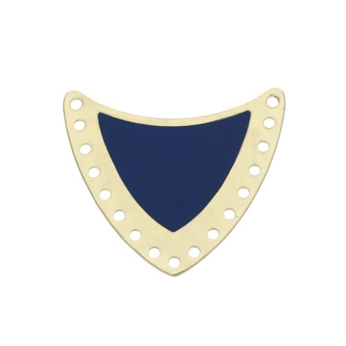 Entrepieza escudo multi-agujeros laiton& resina epoxi 25x27mm Dorado/Azul Noche x1