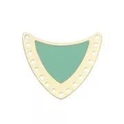 Entrepieza escudo multi-agujeros de latón & resina epoxi 25x27mm Dorado/Mint x1