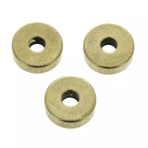Discos planos perforados lisos de latón estilo Heishi 6x2 mm - Gold bronzex15