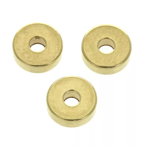Discos planos perforados lisos de latón estilo Heishi 6x2 mm - Dorado con oro fino x15