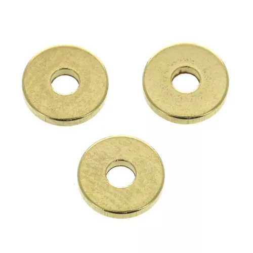 Discos planos lisos de latón estilo Heishi 6x 0.8 mm - Dorado con oro fino x15
