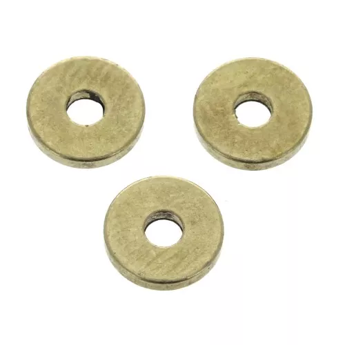 Discos planos perforados lisos de latón estilo Heishi 6x1 mm - Dorado Satiné x15