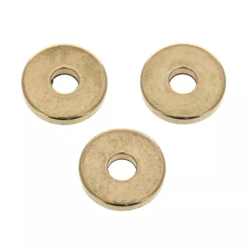 Discos planos perforados lisos de latón estilo Heishi 6x1 mm - Dorado Rosa x15