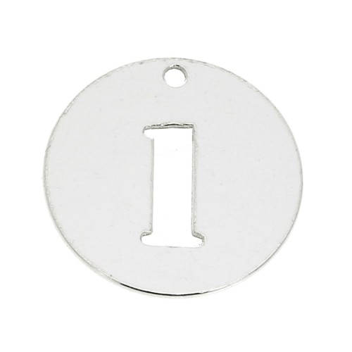 Dije redondo Cifra 1 - 12 mm de Plata Ley 925 espesor 0,4 mm x1