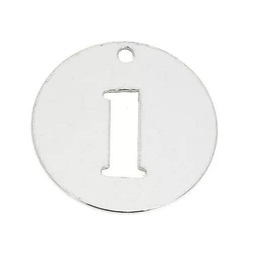 Dije redondo Cifra 1 - 12 mm de Plata Ley 925 espesor 0,4 mm x1