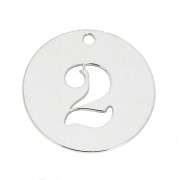 Dije redondo Cifra 2 - 12 mm de Plata Ley 925 espesor 0,4 mm 