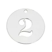 Dije redondo Cifra 2 - 12 mm de Plata Ley 925 espesor 0,4 mm