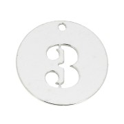 Dije redondo Cifra 3 - 12 mm de Plata Ley 925 espesor 0,4 mm x1
