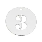 Dije redondo Cifra 3 - 12 mm de Plata Ley 925 espesor 0,4 mm x1