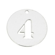 Dije redondo Cifra 4 - 12 mm de Plata Ley 925 espesor 0,4 mm x1